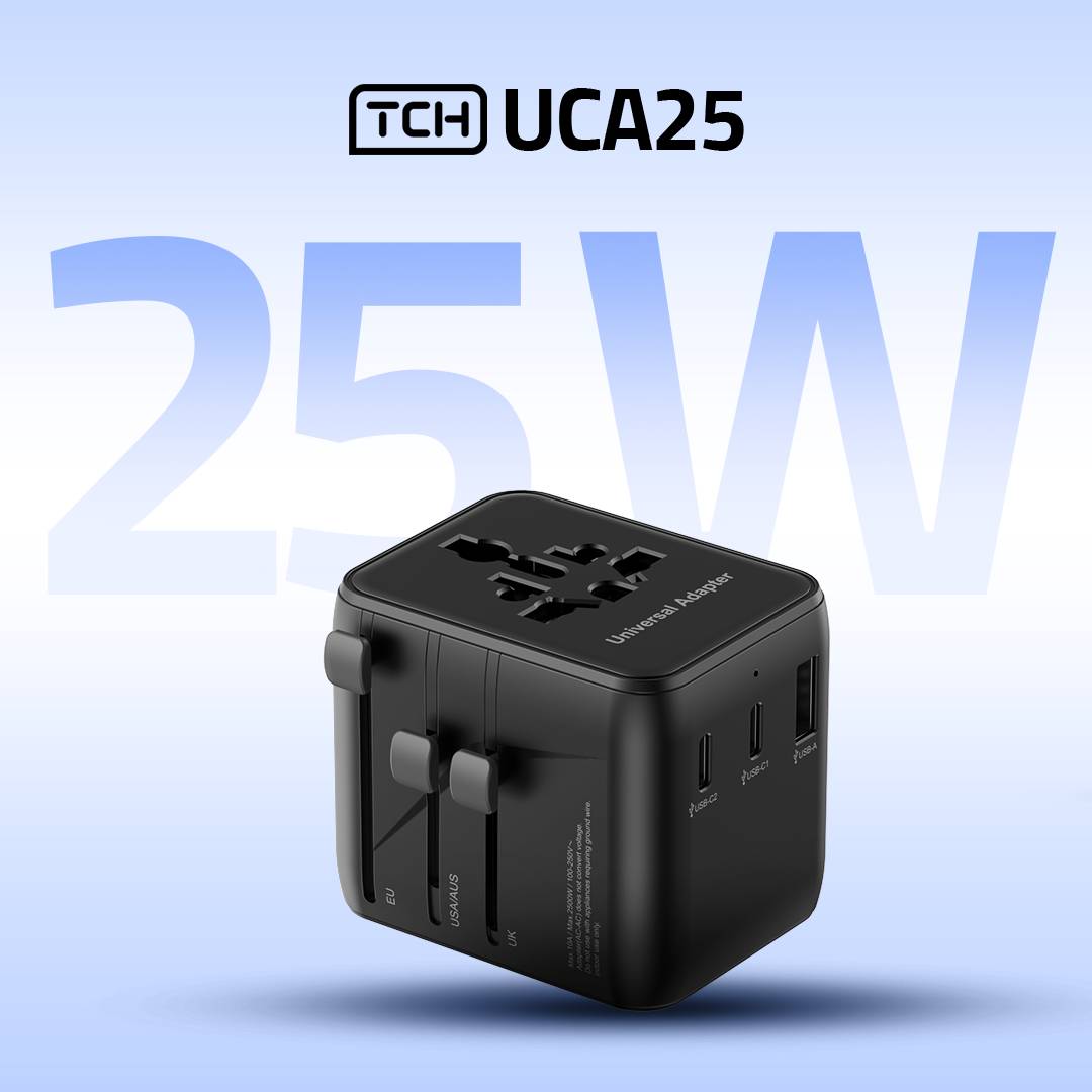 شارژر دیواری 25وات یونیورسال TCH مدل UCA25 سه پورت